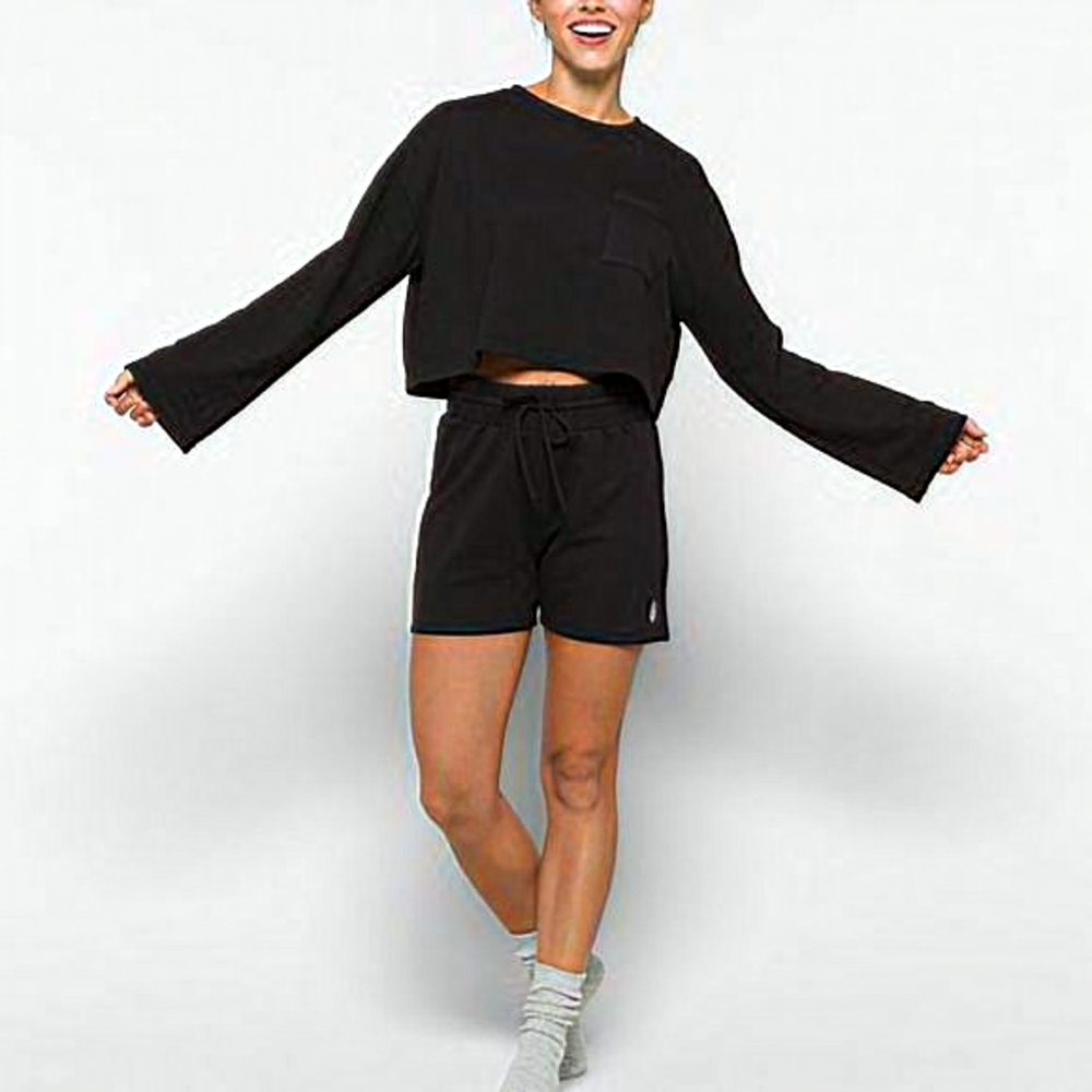 Sold! Free People Movement Sunny Athleisure Set Shorts Top 2-Piece Black - Picture 3 of 16